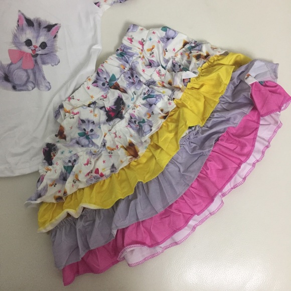 Kitty cat cute ruffle skirt with a top tee - Picture 4 of 8